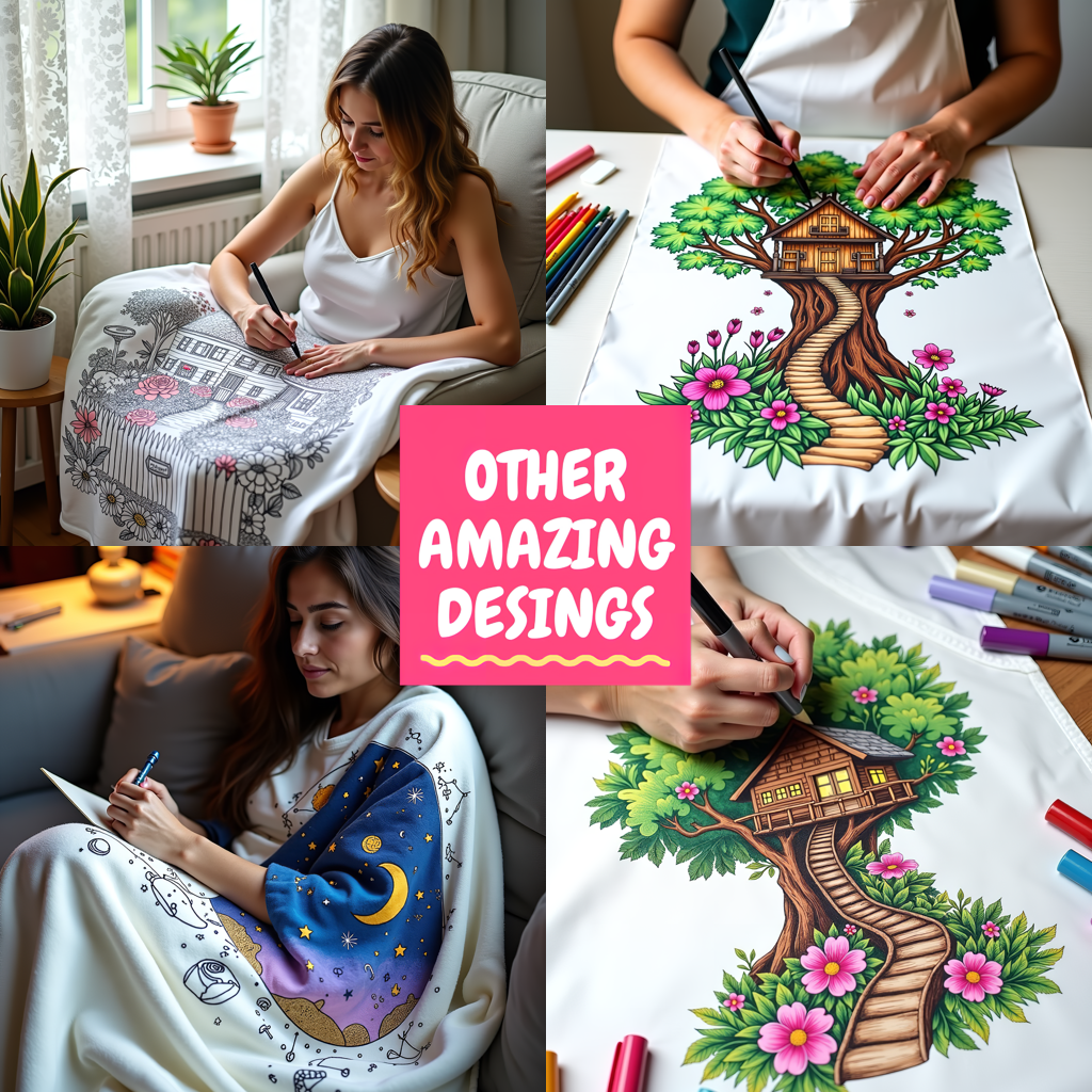 Blanket Coloring Kit with 10 Fabric Markers - Treehouse