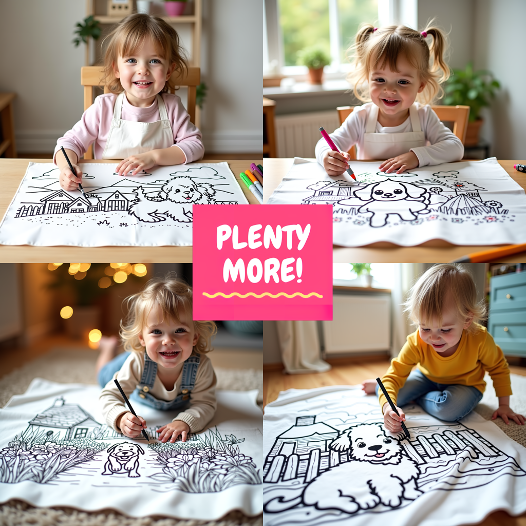 Blanket Coloring Kit with 10 Fabric Markers - Squirrels Celebrating