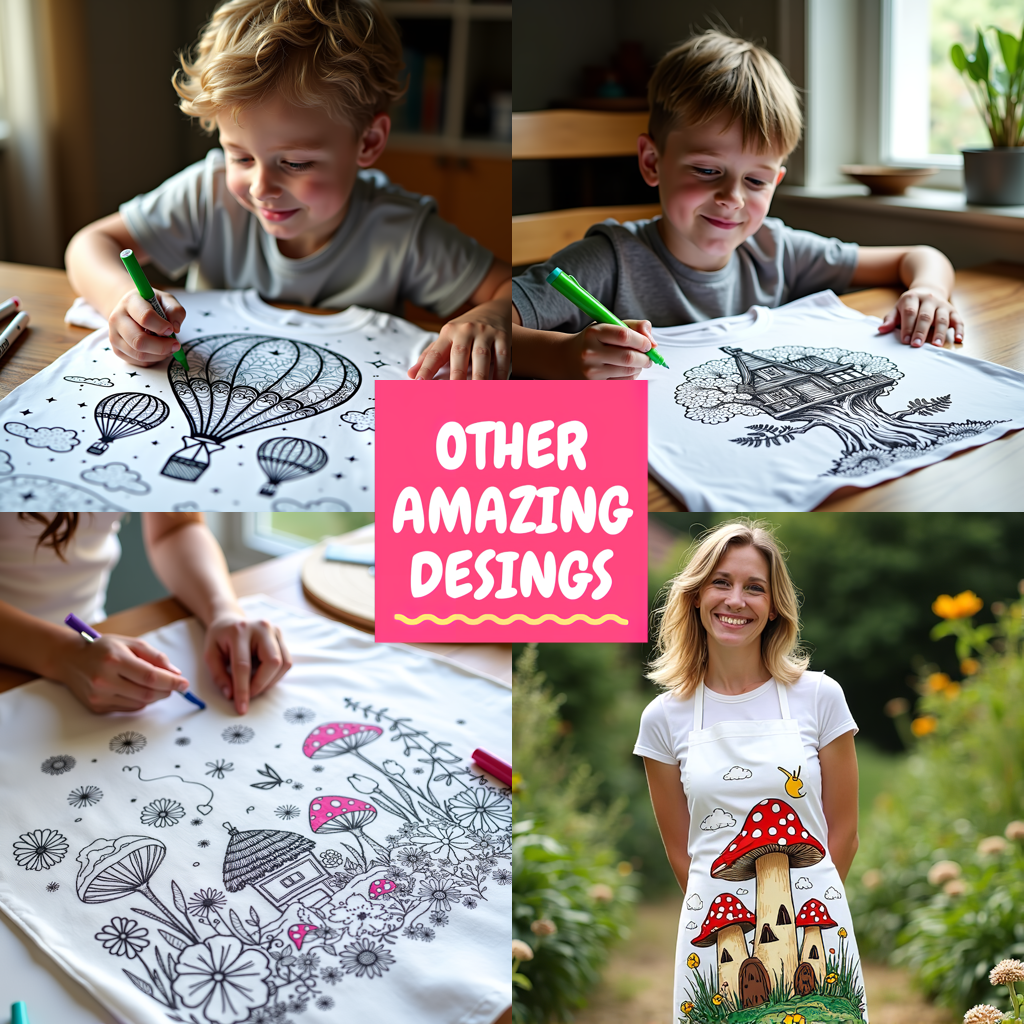 Apron Coloring Kit with 10 Fabric Markers - Balloon Adventure