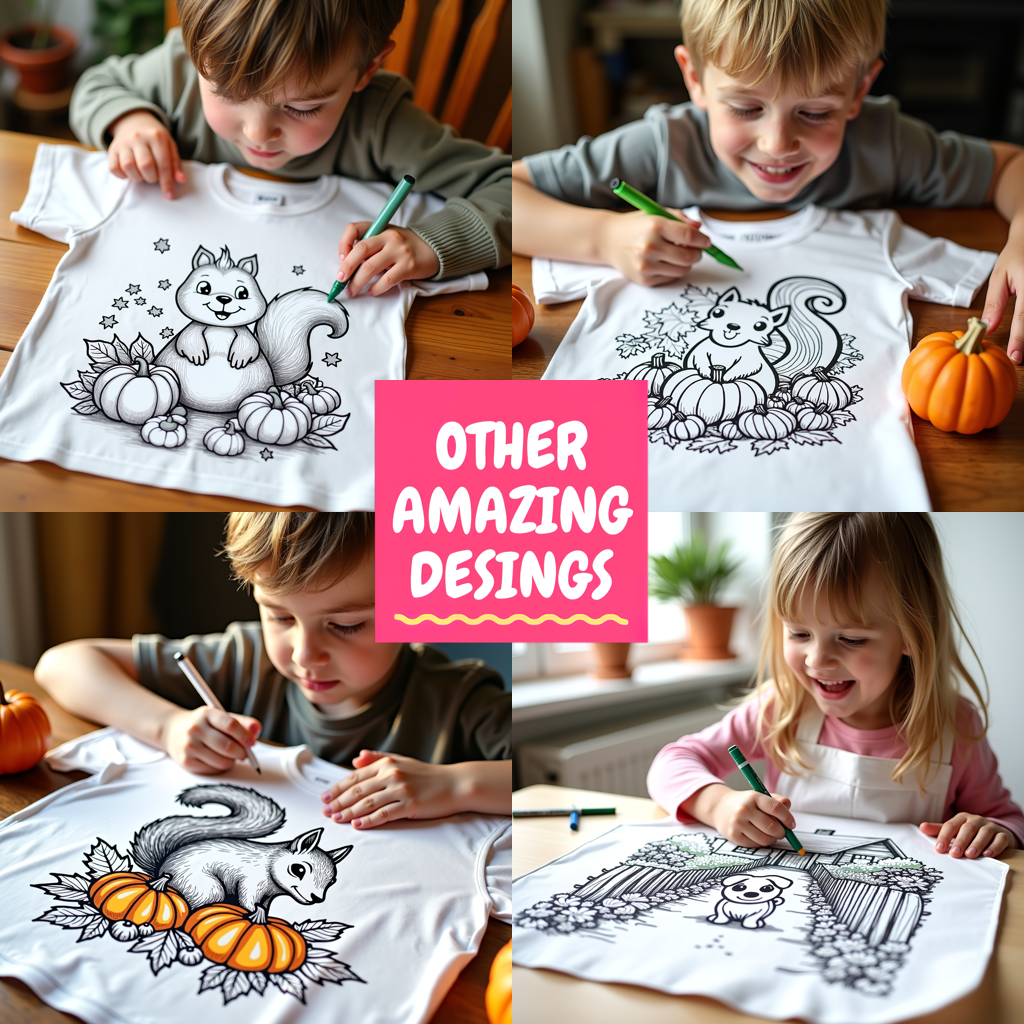 Adult Sweatshirt Coloring Kit with 10 Fabric Markers - Squirrels Celebrating