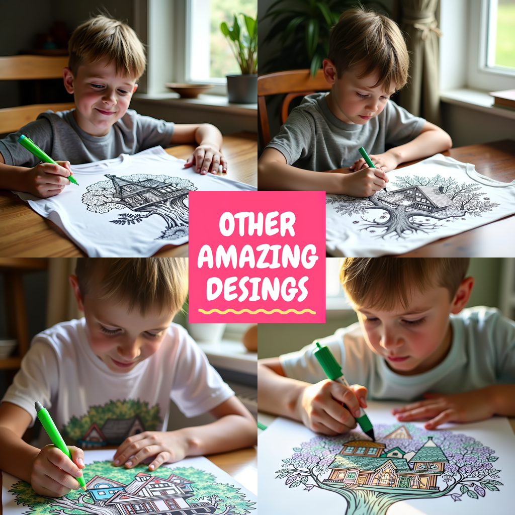 Kid's T-shirt Coloring Kit with 10 Fabric Markers - Treehouse