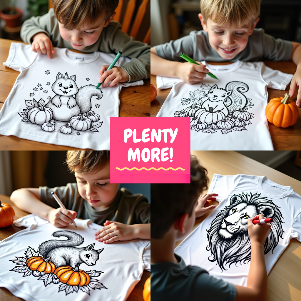 Kid's T-shirt Coloring Kit with 10 Fabric Markers - Squirrel