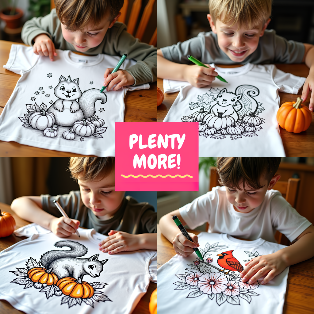 Unisex T-shirt Coloring Kit with 10 Fabric Markers - Squirrel