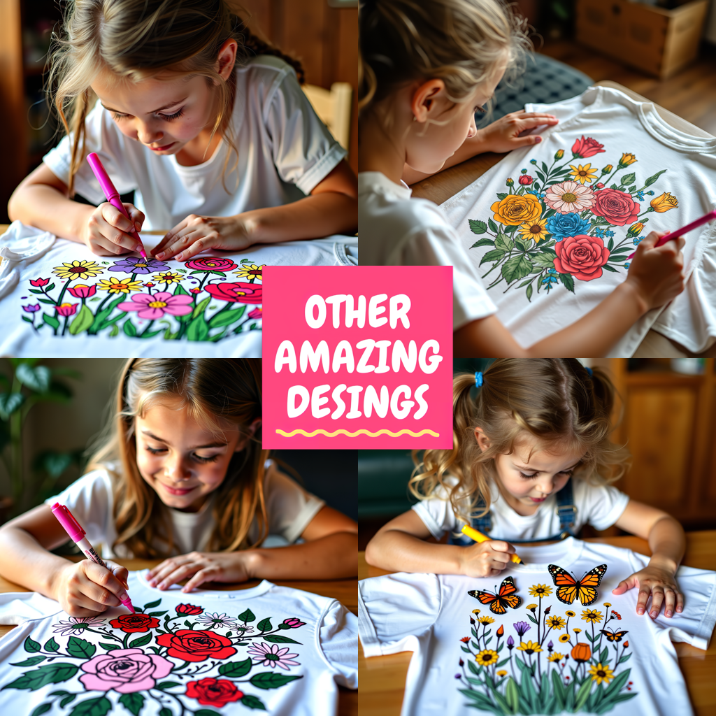 Blanket Coloring Kit with 10 Fabric Markers - Flower Girl