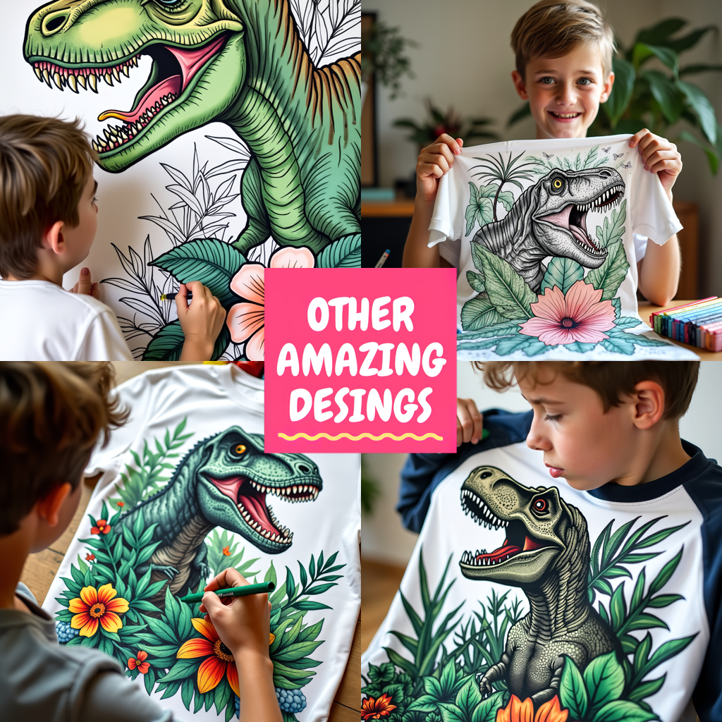 Indoor Wall Tapestries Coloring Kit with 10 Fabric Markers - Tyrannosaurus Rex
