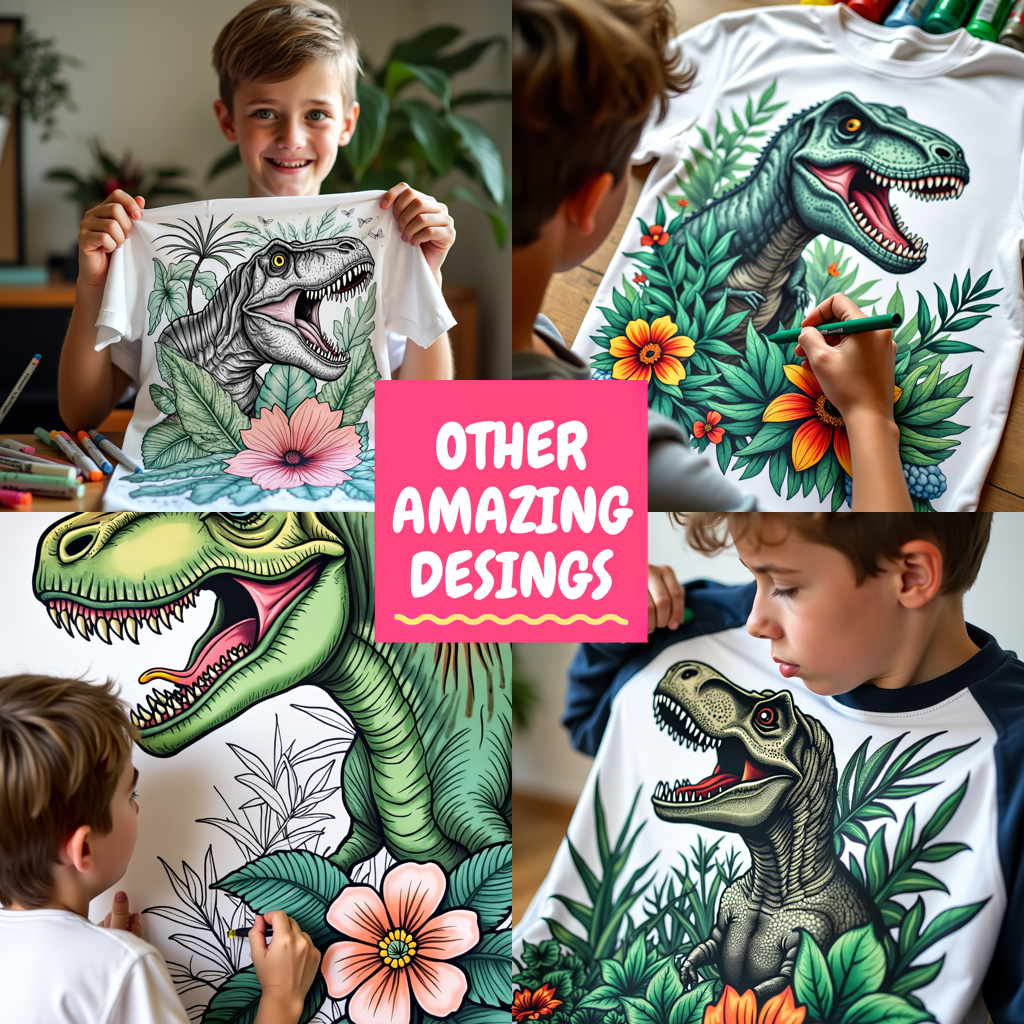 Blanket Coloring Kit with 10 Fabric Markers - Tyrannosaurus Rex