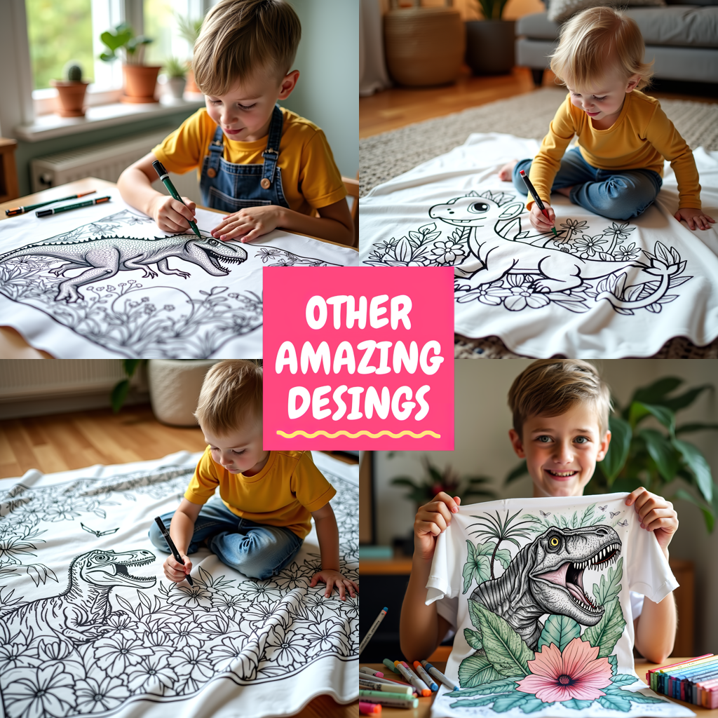 Blanket Coloring Kit with 10 Fabric Markers - Tyrannosaurus Rex