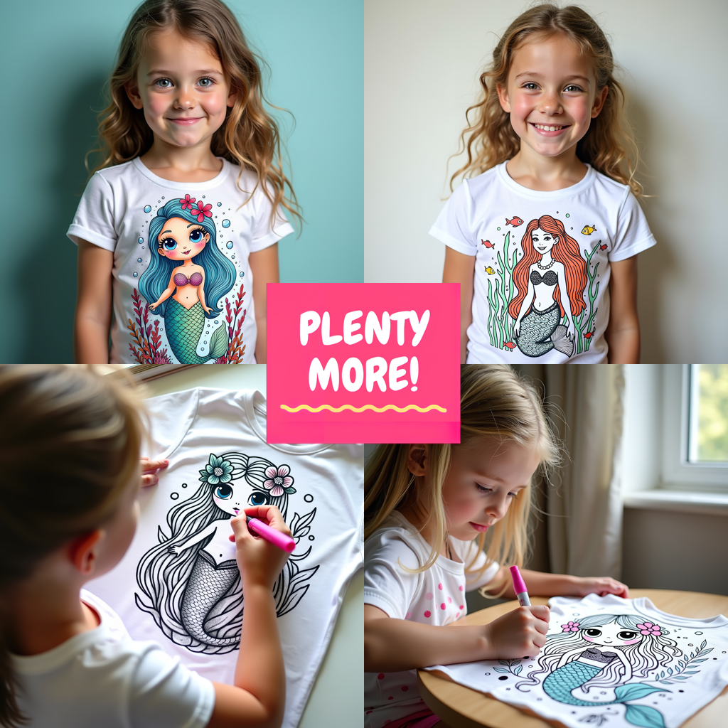 Blanket Coloring Kit with 10 Fabric Markers - Underwater Mermaid