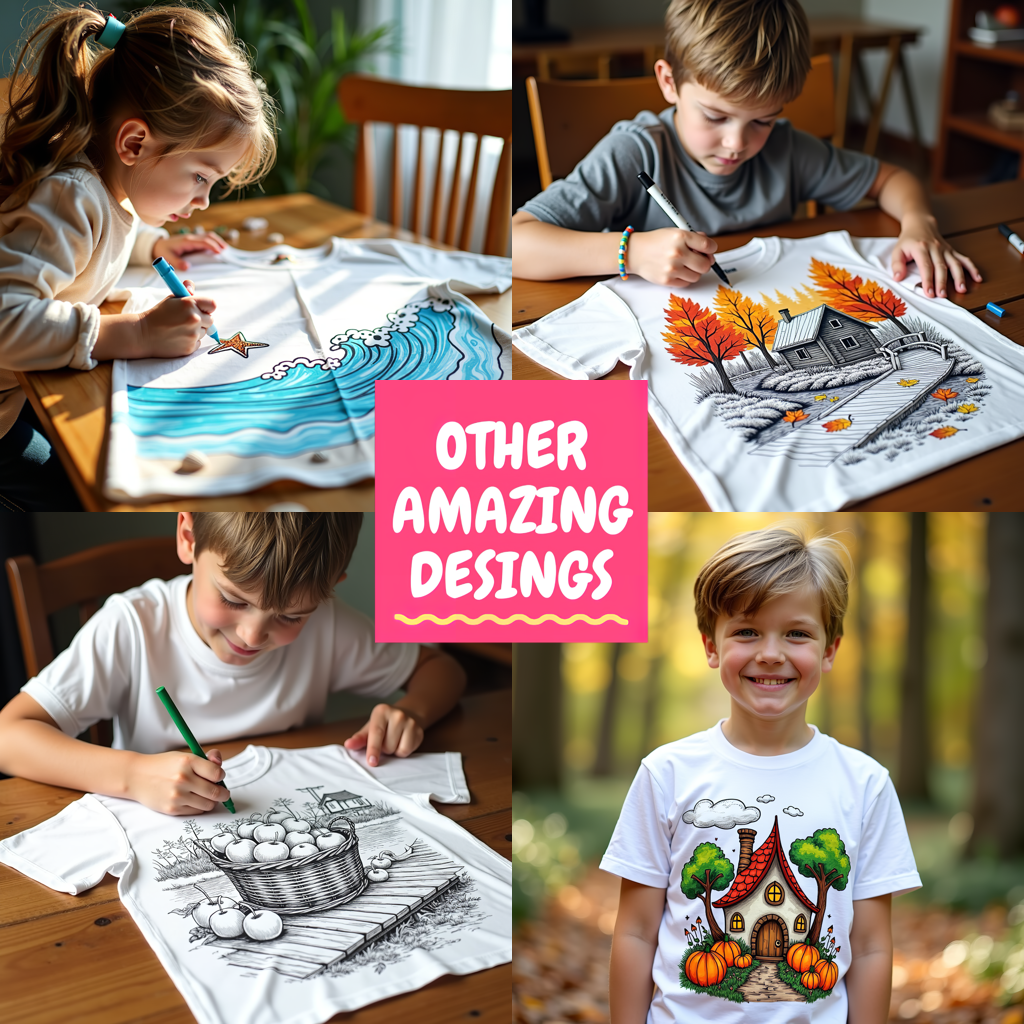 Kid's T-shirt Coloring Kit with 10 Fabric Markers - Countryside