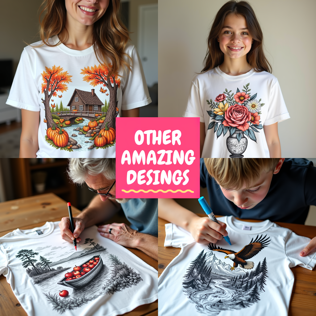 Unisex T-shirt Coloring Kit with 10 Fabric Markers - Countryside