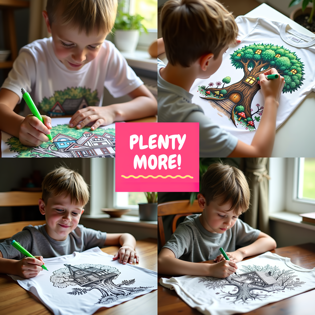 Unisex T-shirt Coloring Kit with 10 Fabric Markers - Magical Treehouse