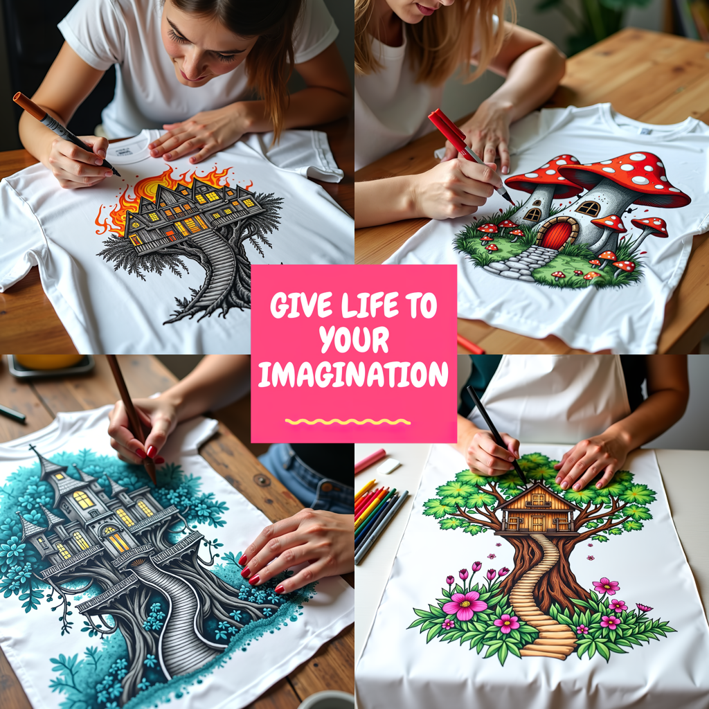 Women's T-shirt Coloring Kit with 10 Fabric Markers - Magical Treehouse