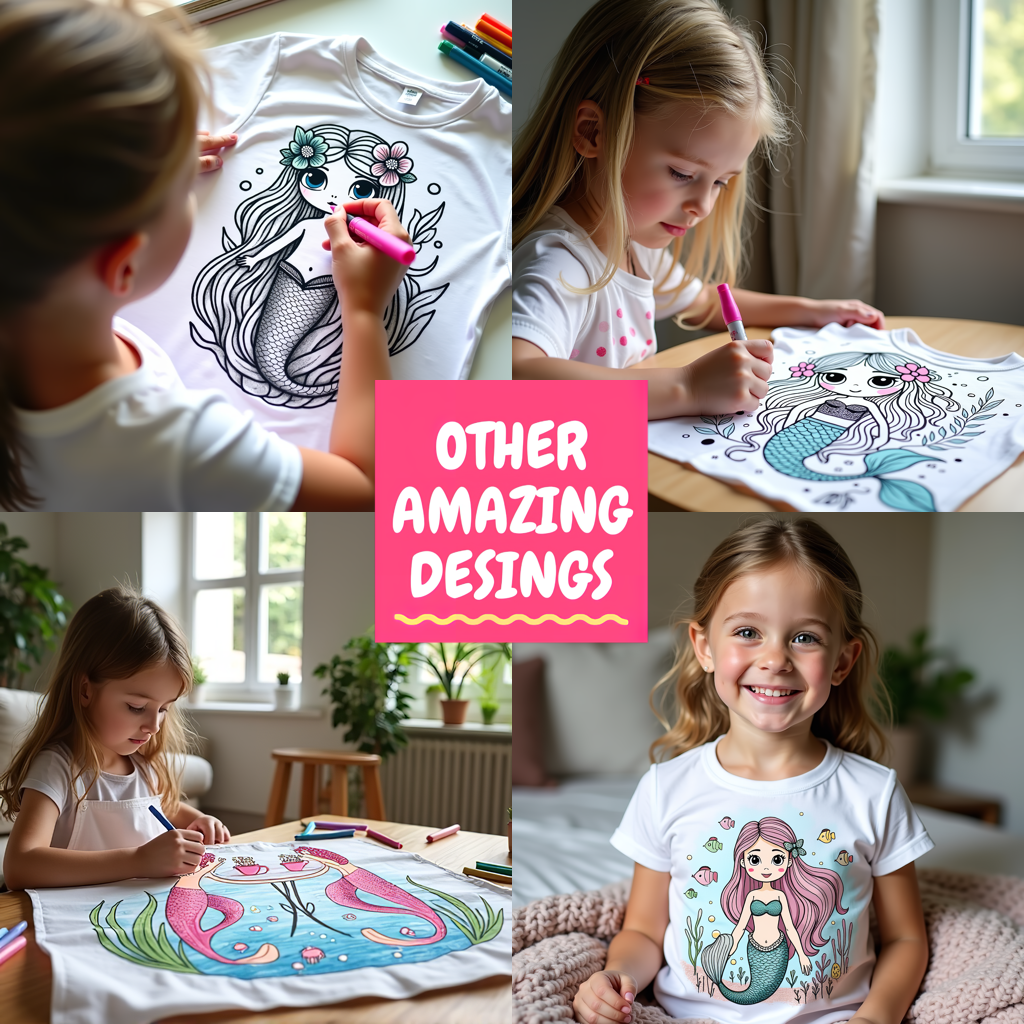Adult Sweatshirt Coloring Kit with 10 Fabric Markers - Beautiful Mermaid