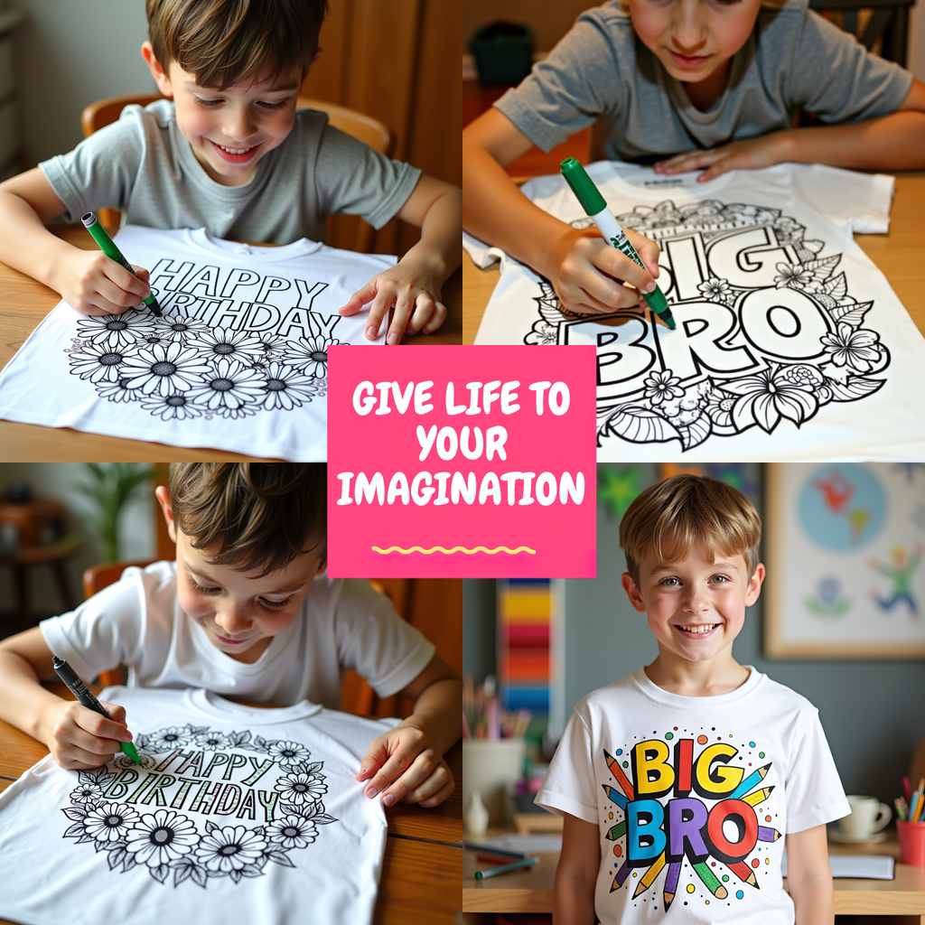 Apron Coloring Kit with 10 Fabric Markers - Birthday Cake