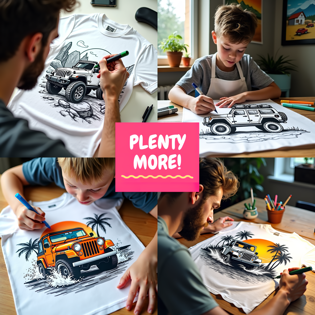 Indoor Wall Tapestries Coloring Kit with 10 Fabric Markers - Off-road Adventure