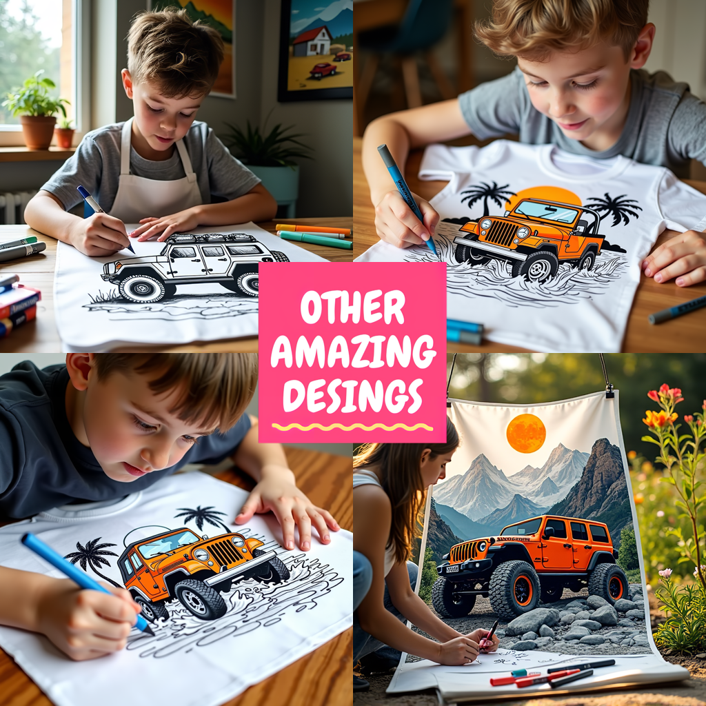 Blanket Coloring Kit with 10 Fabric Markers - Off-road Adventure