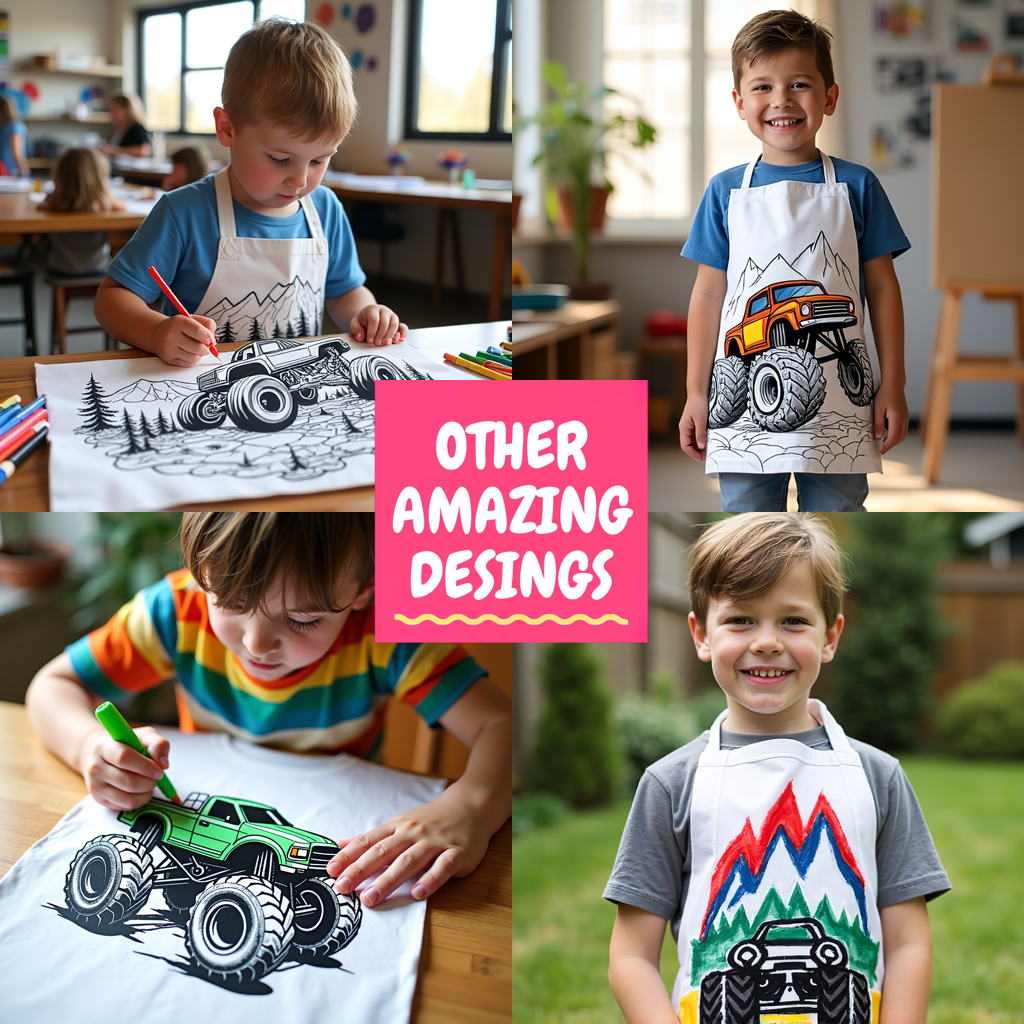 Indoor Wall Tapestries Coloring Kit with 10 Fabric Markers - Monster Truck