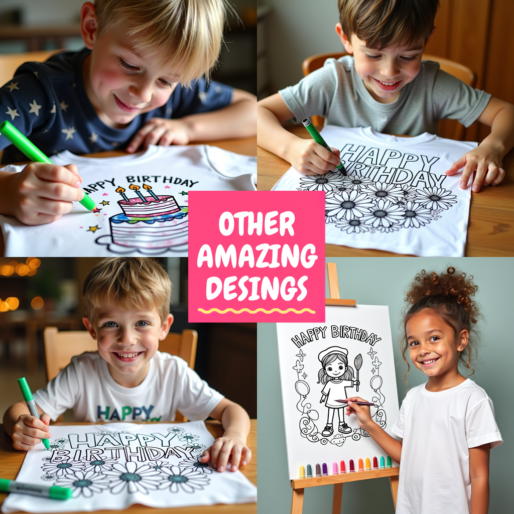 Kid's T-shirt Coloring Kit with 10 Fabric Markers - Birthday Party