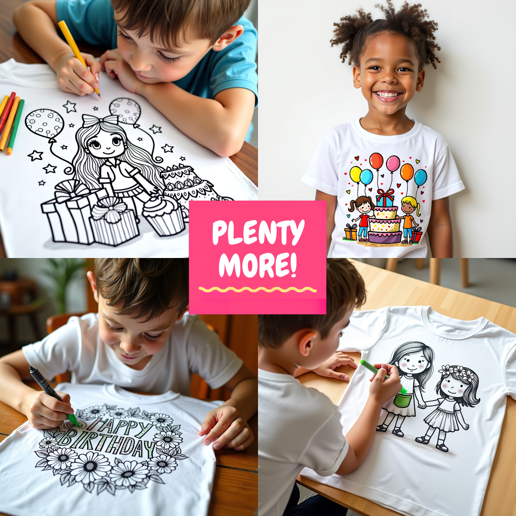 Kid's T-shirt Coloring Kit with 10 Fabric Markers - Birthday Party