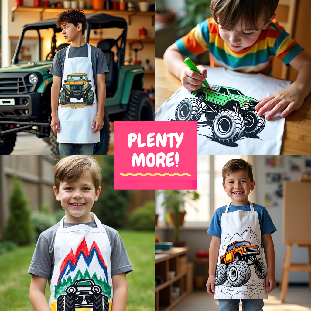 Adult Sweatshirt Coloring Kit with 10 Fabric Markers - Off-roading Monster Truck