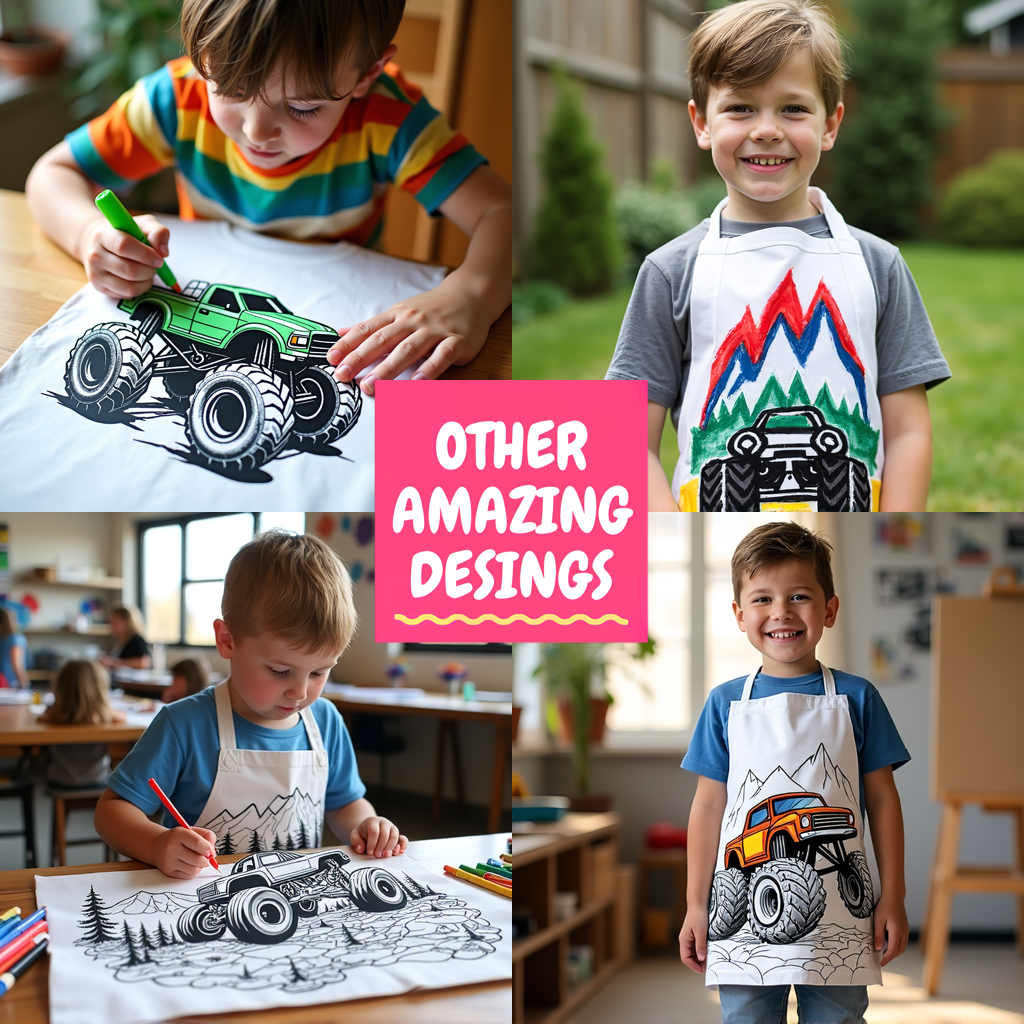 Adult Sweatshirt Coloring Kit with 10 Fabric Markers - Monster Truck