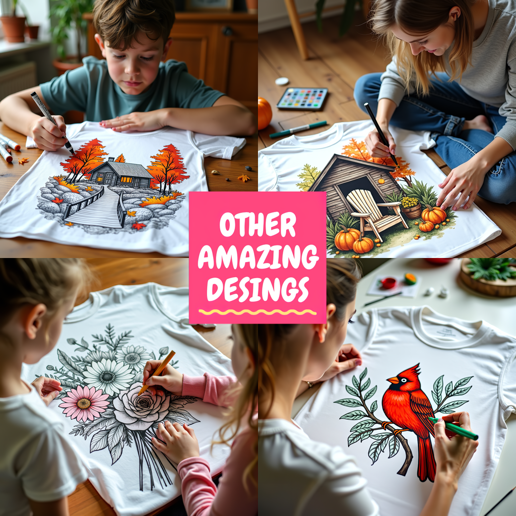 Unisex T-shirt Coloring Kit with 10 Fabric Markers - Autumn Bounty