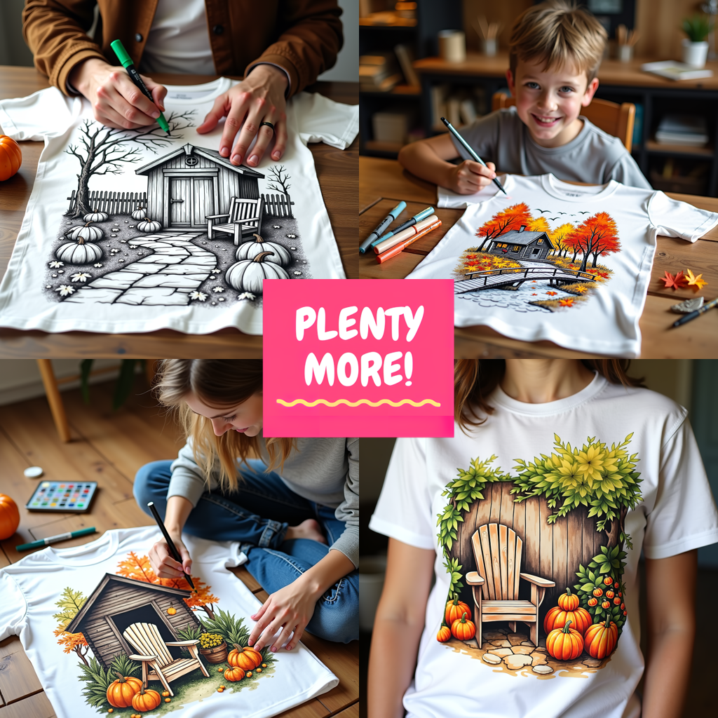 Adult Sweatshirt Coloring Kit with 10 Fabric Markers - Pumpkin Harvest