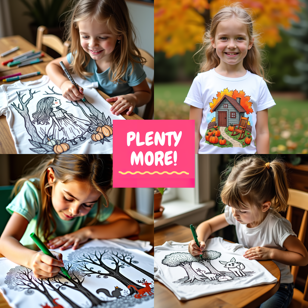 Kid's T-shirt Coloring Kit with 10 Fabric Markers - Pumpkin Harvest