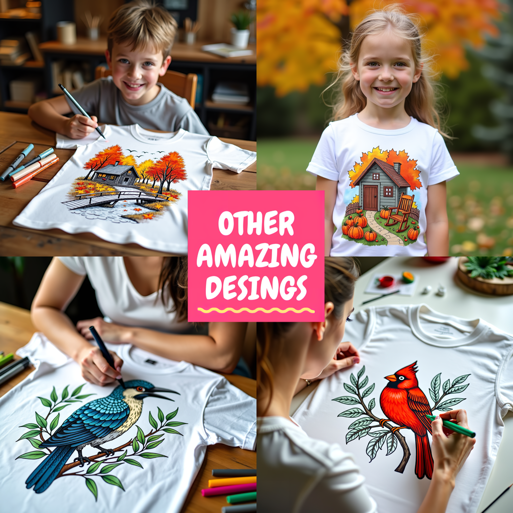 Unisex T-shirt Coloring Kit with 10 Fabric Markers - Pumpkin Harvest