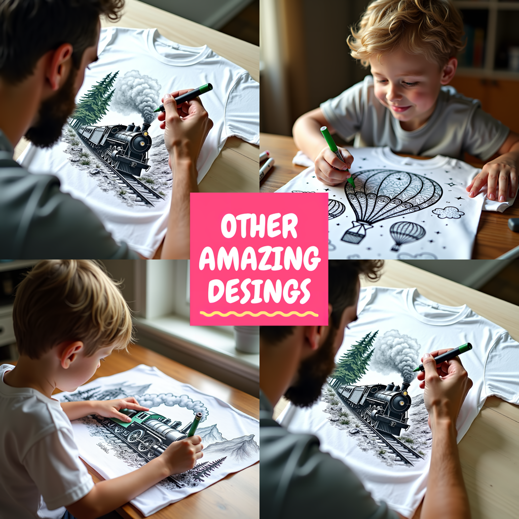 Apron Coloring Kit with 10 Fabric Markers - Steam Train