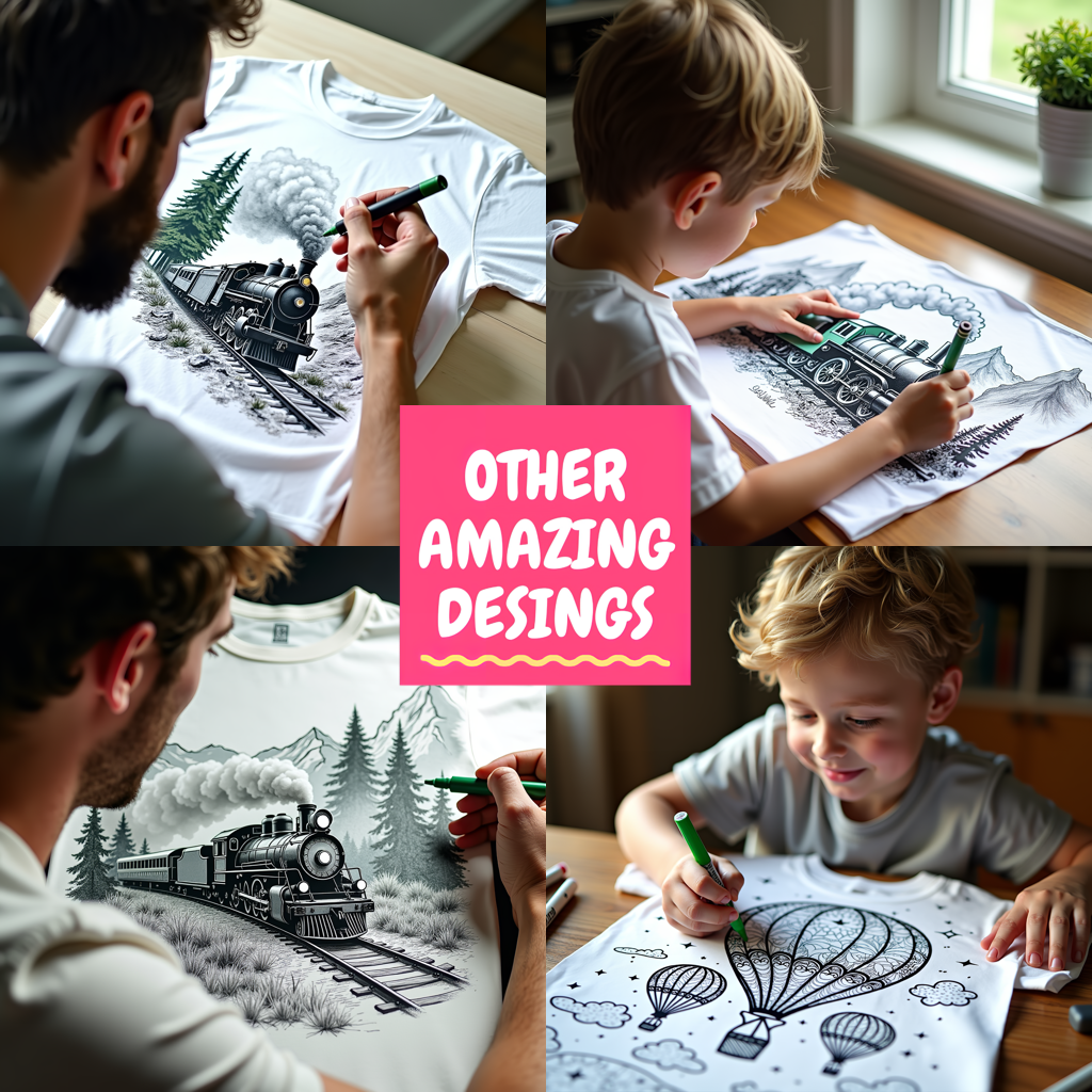 Blanket Coloring Kit with 10 Fabric Markers - Train