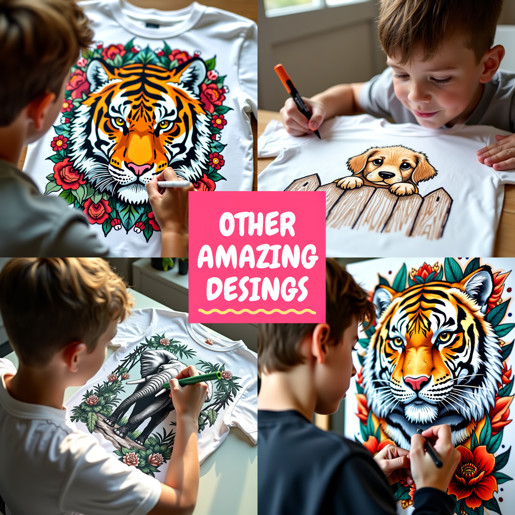 Unisex T-shirt Coloring Kit with 10 Fabric Markers - Wild Tiger