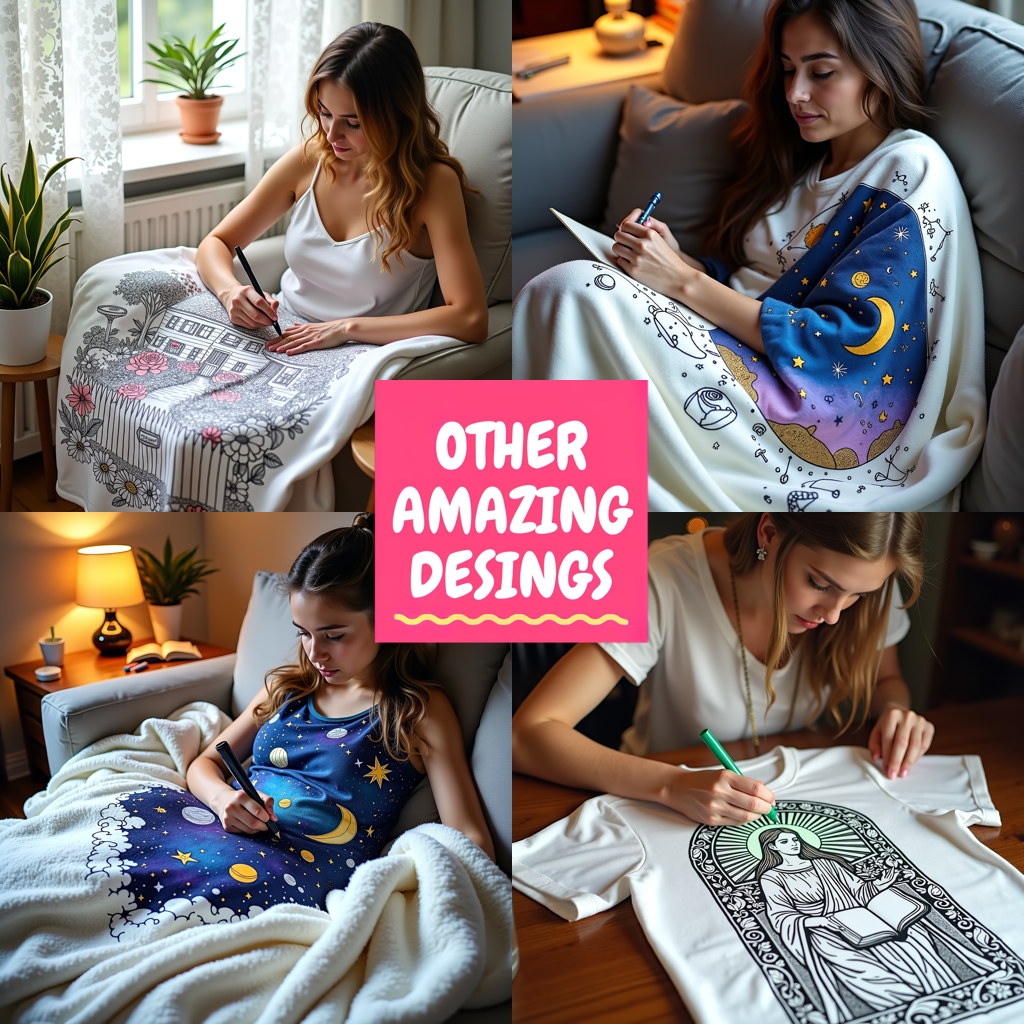 Blanket Coloring Kit with 10 Fabric Markers - Sweaters