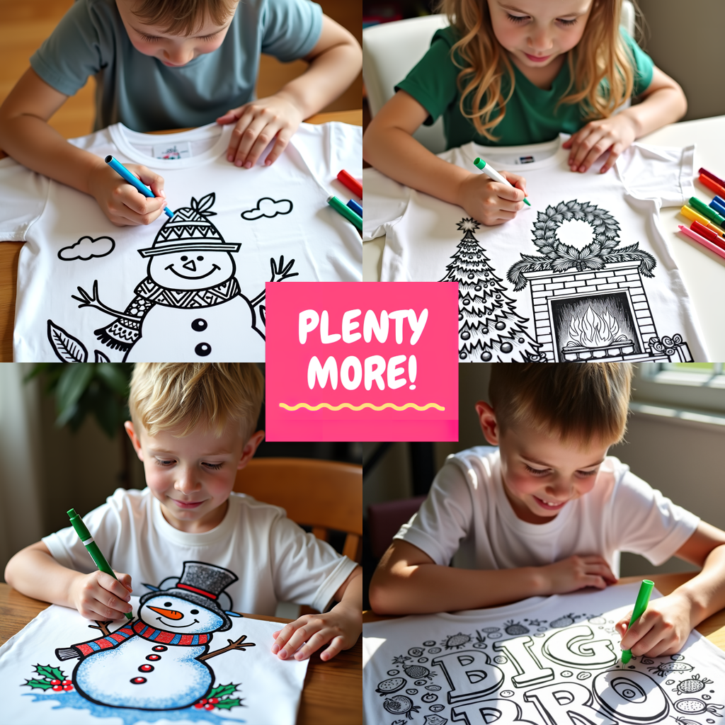 Unisex T-shirt Coloring Kit with 10 Fabric Markers - Christmas Snowman