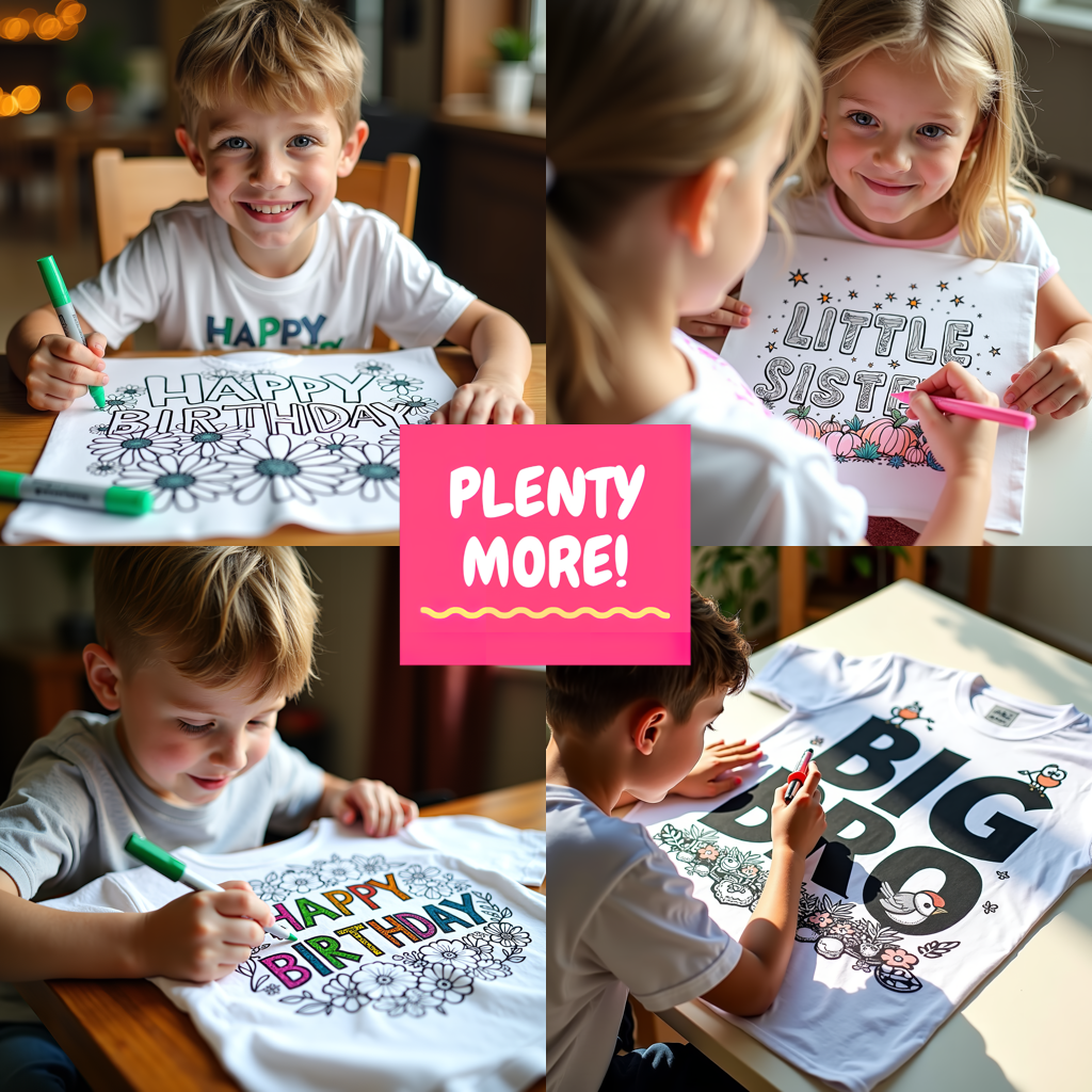 Kid's T-shirt Coloring Kit with 10 Fabric Markers - Birthday Bear