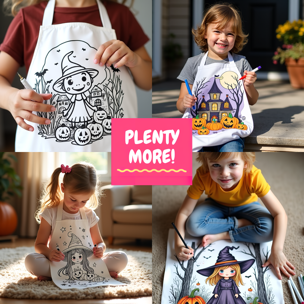 Apron Coloring Kit with 10 Fabric Markers - Spooky