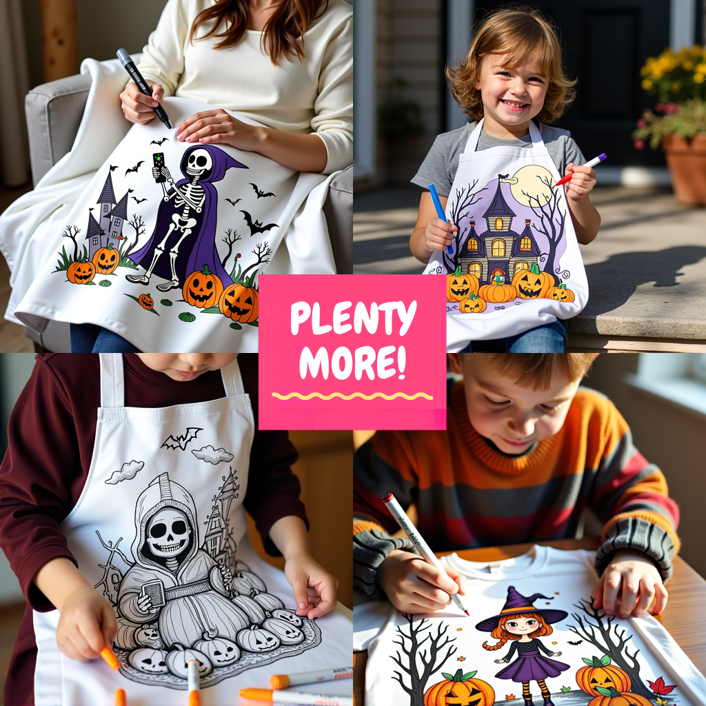 Indoor Wall Tapestries Coloring Kit with 10 Fabric Markers - Skeleton
