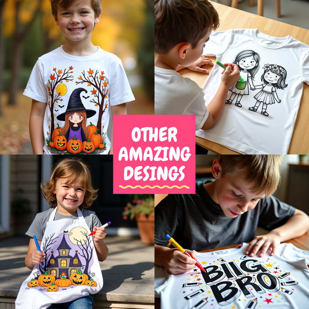 Kid's T-shirt Coloring Kit with 10 Fabric Markers - Pumpkins