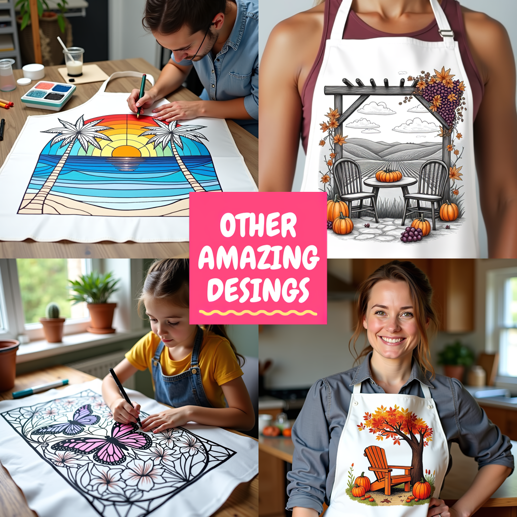 Apron Coloring Kit with 10 Fabric Markers - Sunset