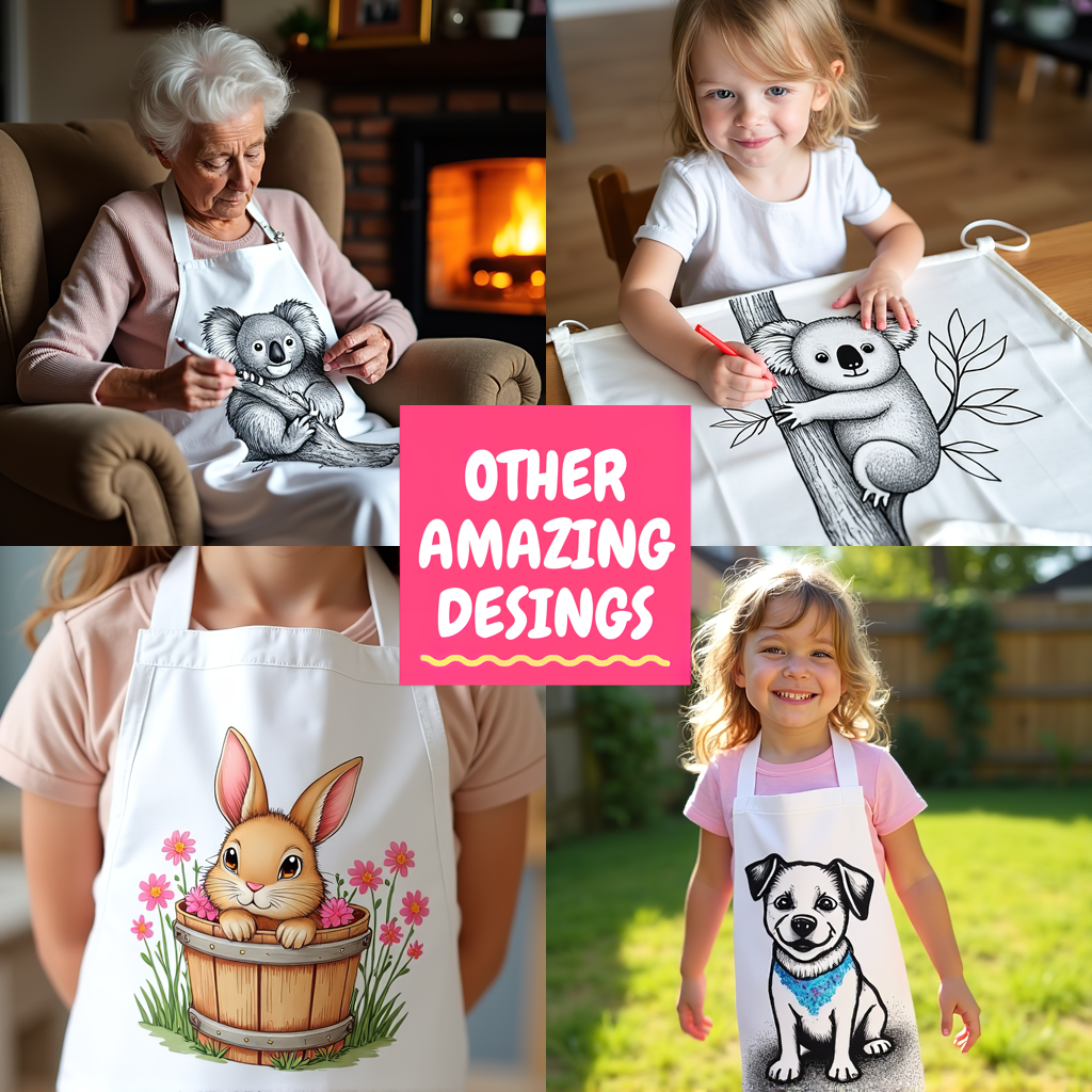 Apron Coloring Kit with 10 Fabric Markers - Koala