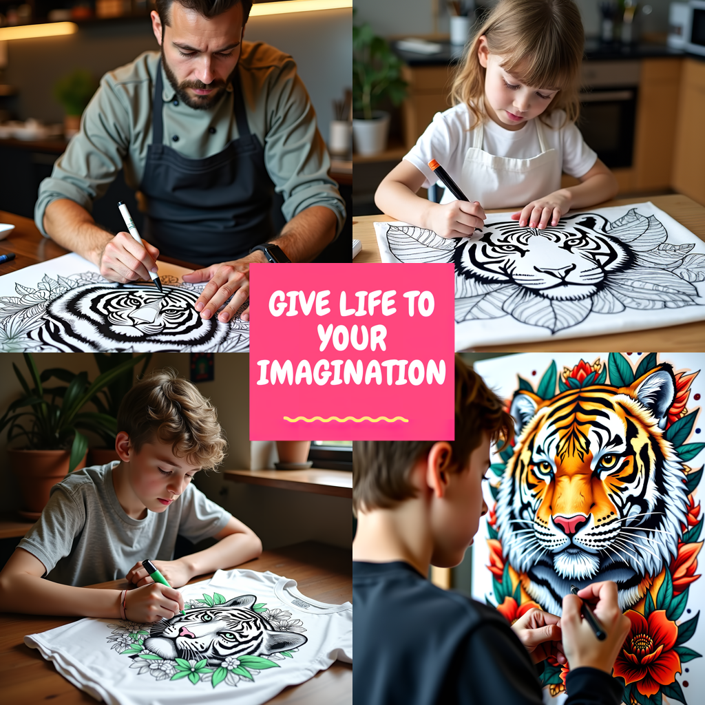 Adult Sweatshirt Coloring Kit with 10 Fabric Markers - Tiger