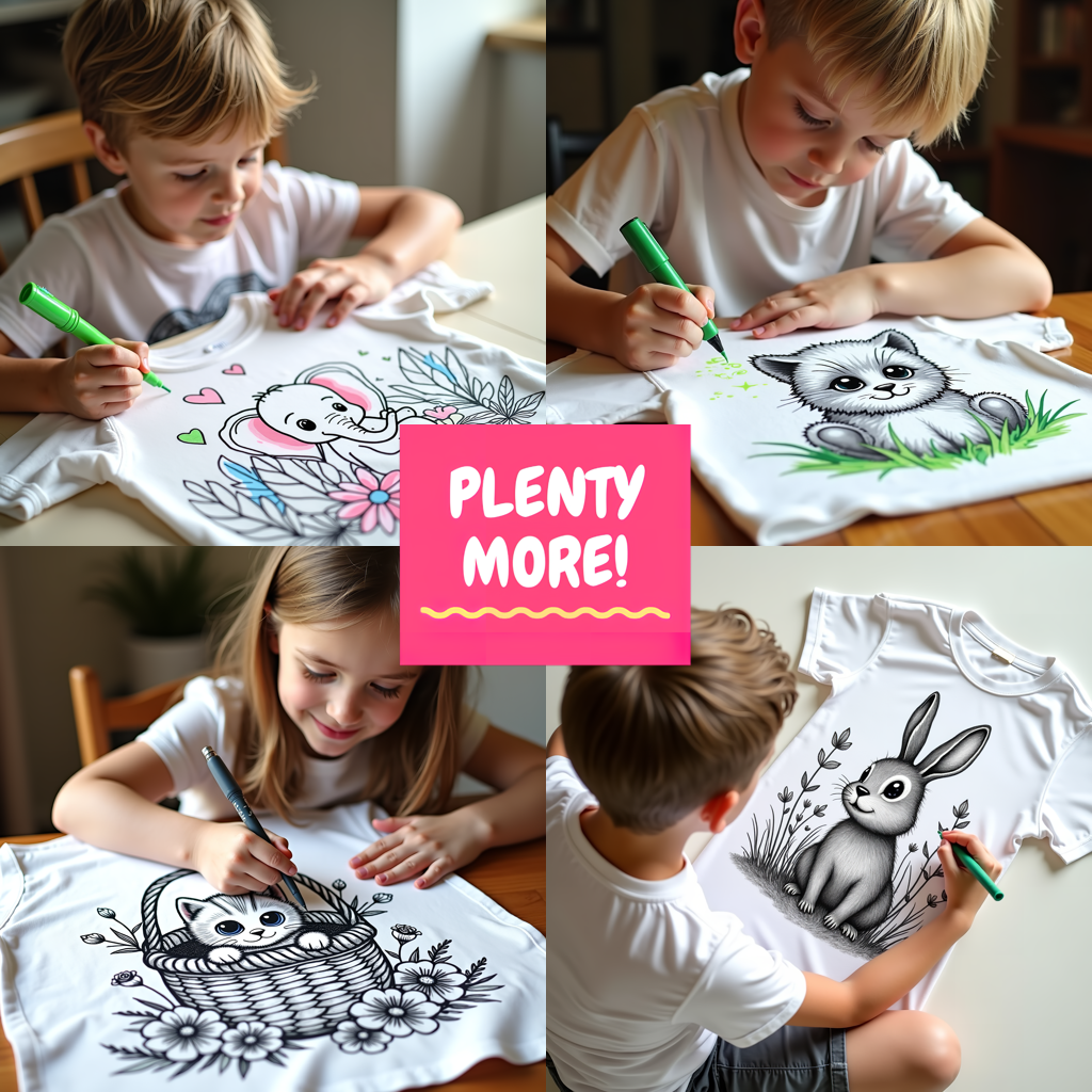 Kid's T-shirt Coloring Kit with 10 Fabric Markers - Raccoon