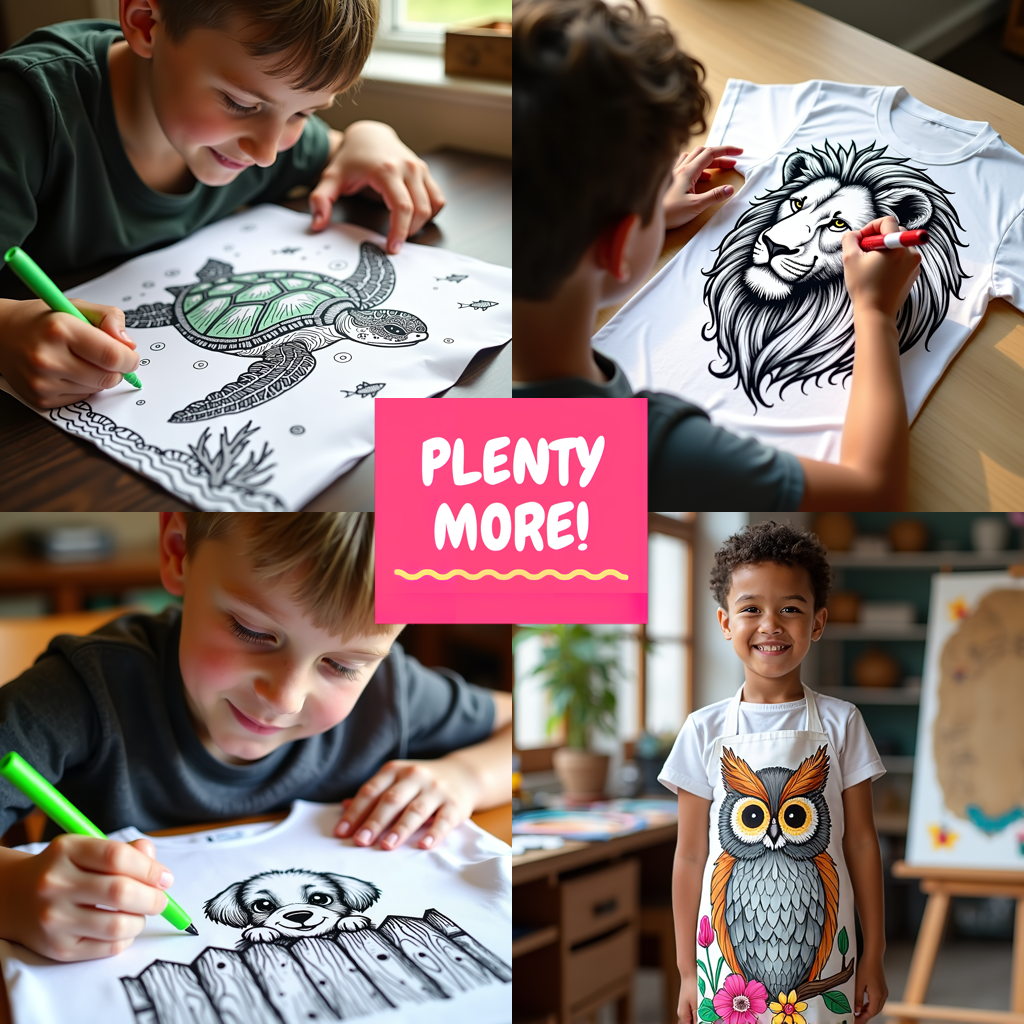 Unisex T-shirt Coloring Kit with 10 Fabric Markers - Raccoon