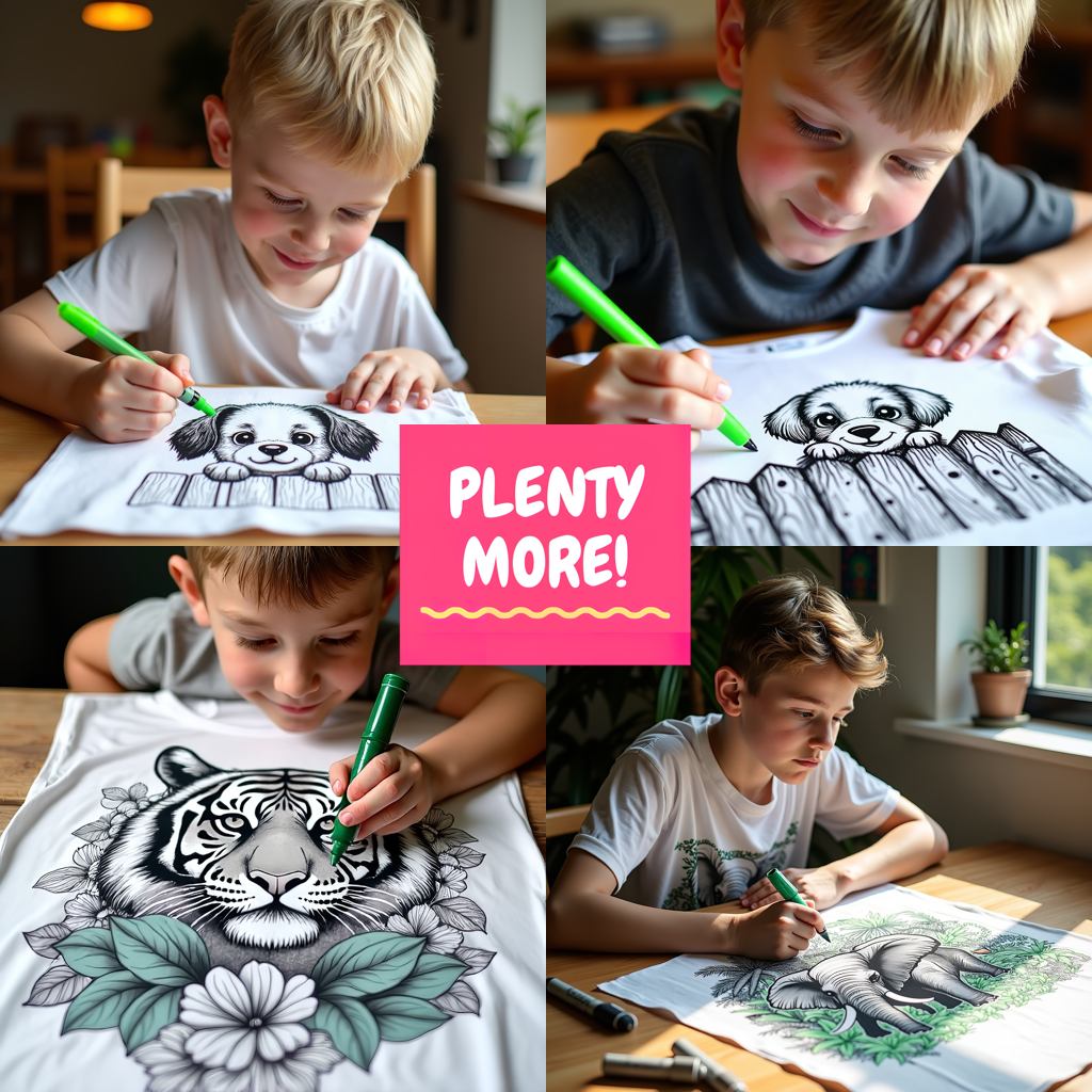 Kid's T-shirt Coloring Kit with 10 Fabric Markers - Cheetah