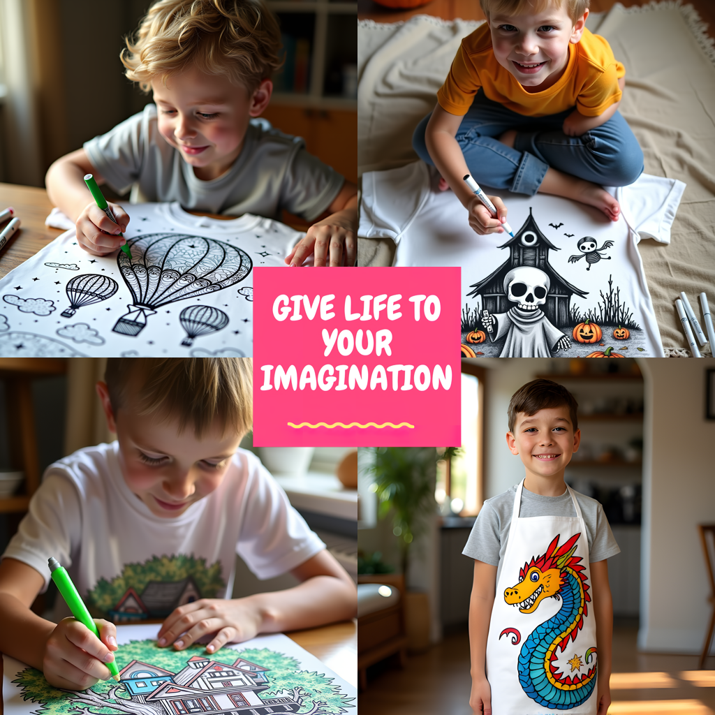 Kid's T-shirt Coloring Kit with 10 Fabric Markers - Astronaut