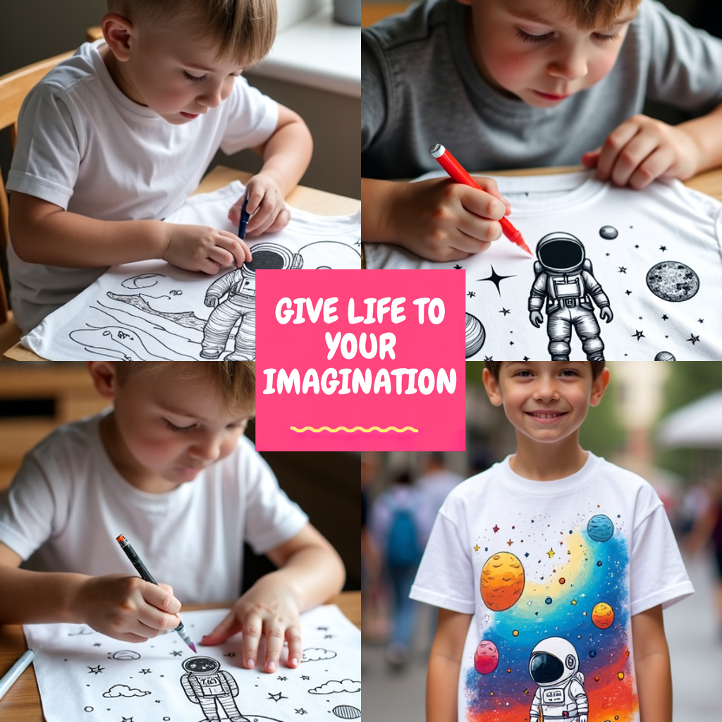 Apron Coloring Kit with 10 Fabric Markers - Space Explorer