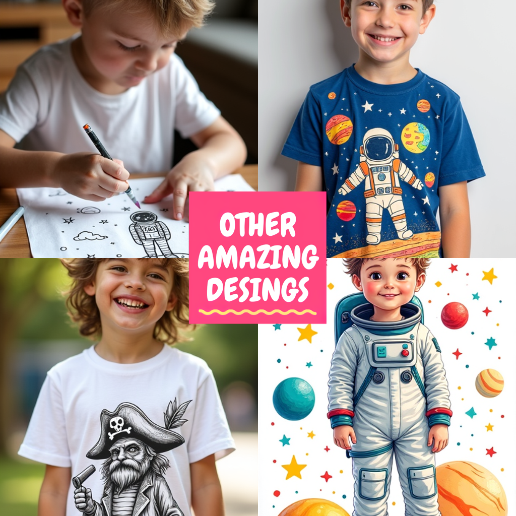 Kid's T-shirt Coloring Kit with 10 Fabric Markers - Astronaut