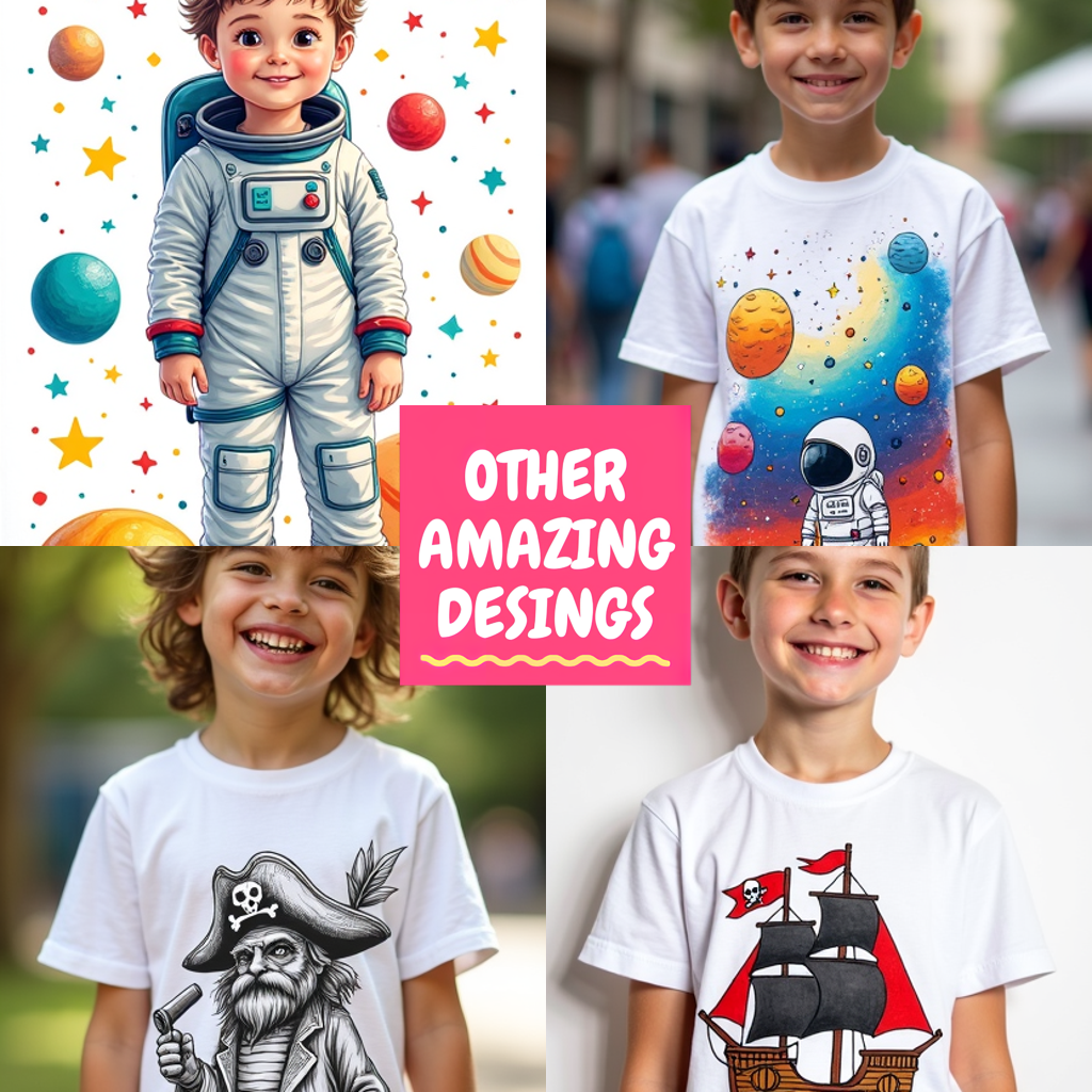 Kid's T-shirt Coloring Kit with 10 Fabric Markers - Space Adventure