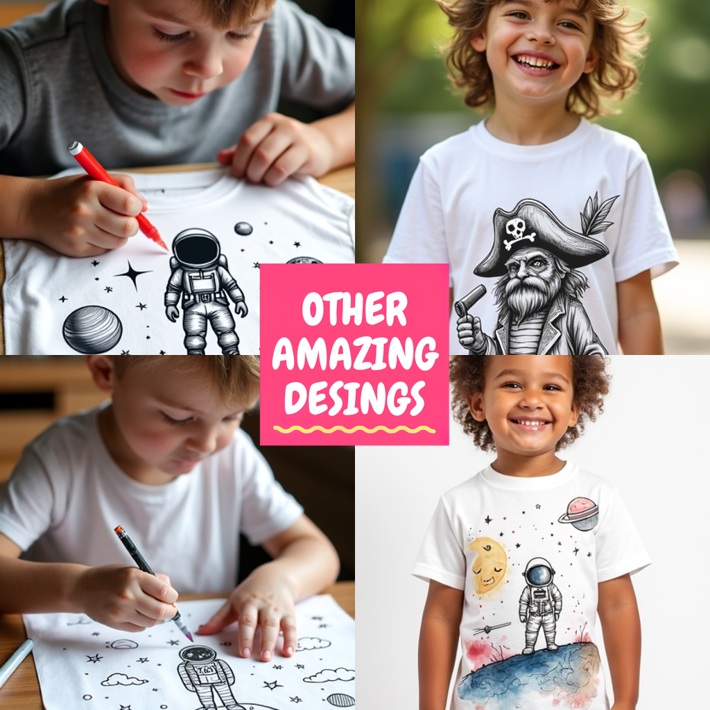 Unisex T-shirt Coloring Kit with 10 Fabric Markers - Space Adventure