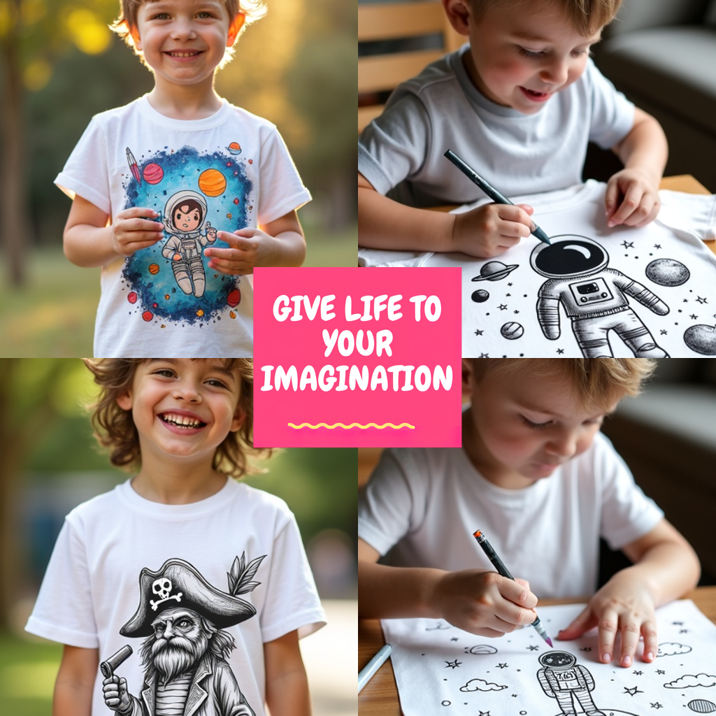 Kid's T-shirt Coloring Kit with 10 Fabric Markers - Space Explorer